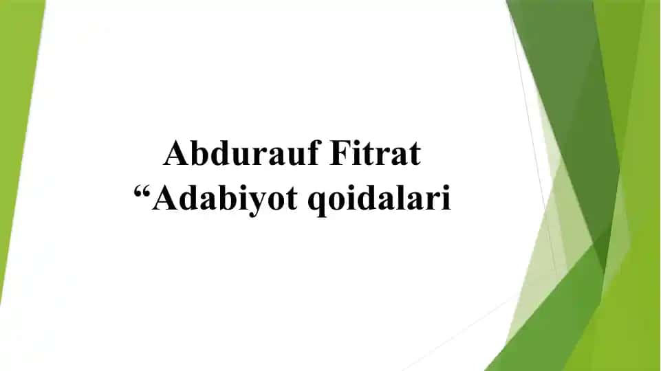 Fitrat. Adabiy turlar