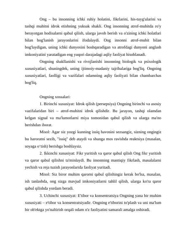 Ongning shakllanishi va rivojlanishi insonning biologik va psixologik xususiyatlari.docx