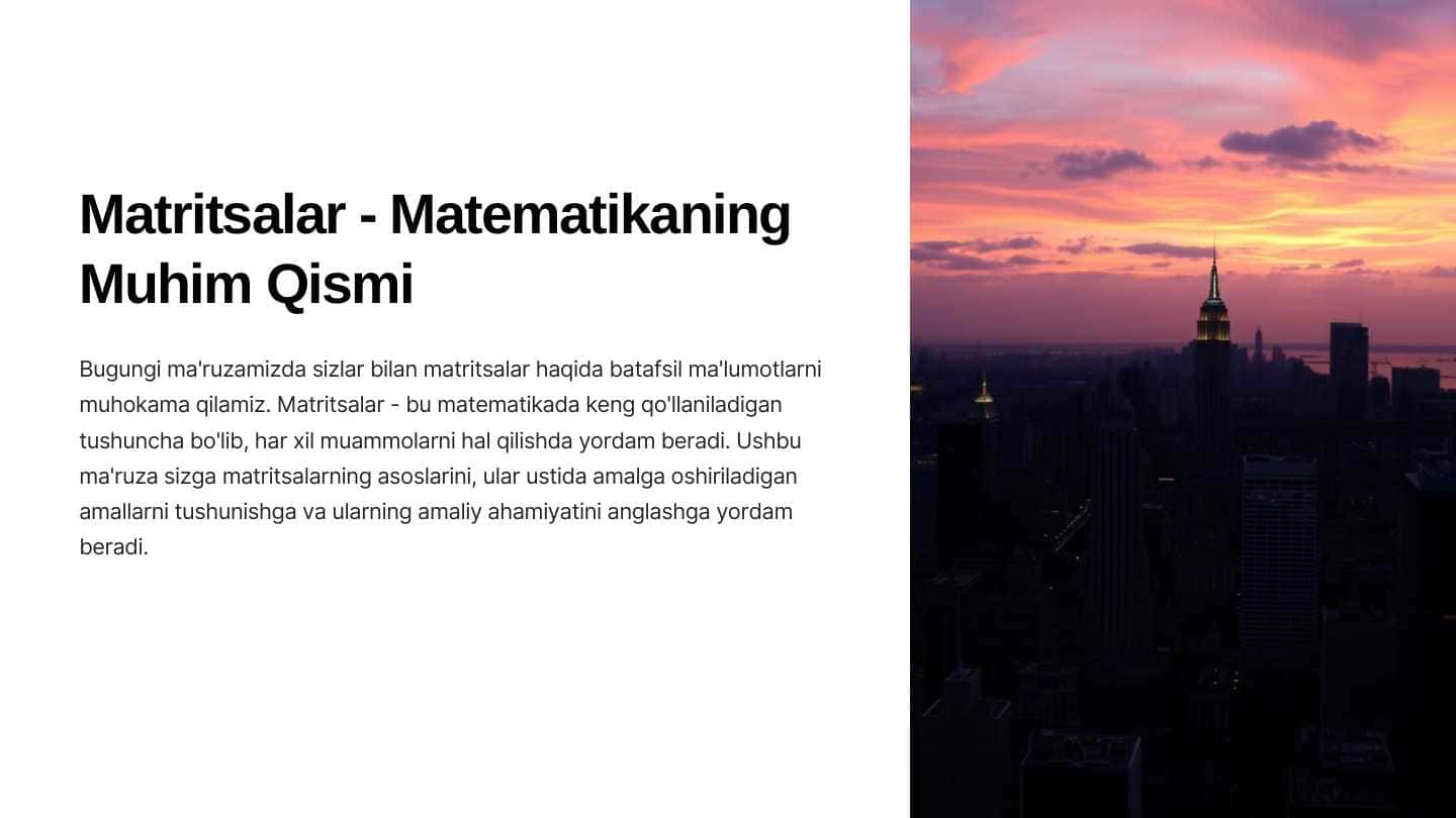 Matritsalar matematikaning muhim qismi