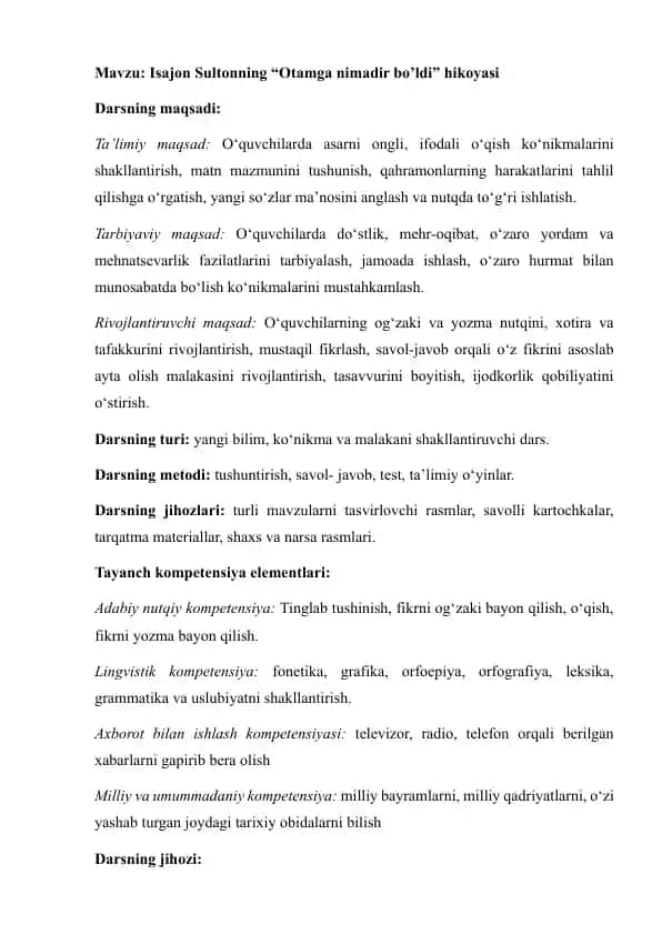 Isajon Sultonning “Otamga nimadir bo’ldi” hikoyasi