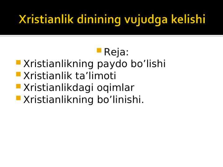 Xristianlik dinining vujudga kelishi