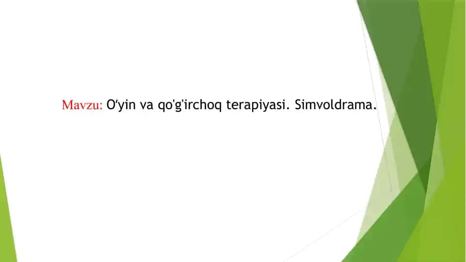 Oʻyin va qo'g'irchoq terapiyasi Simvoldrama