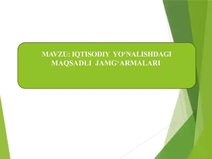 Iqtisodiy yo‘nalishdagi maqsadli jamg‘armalar