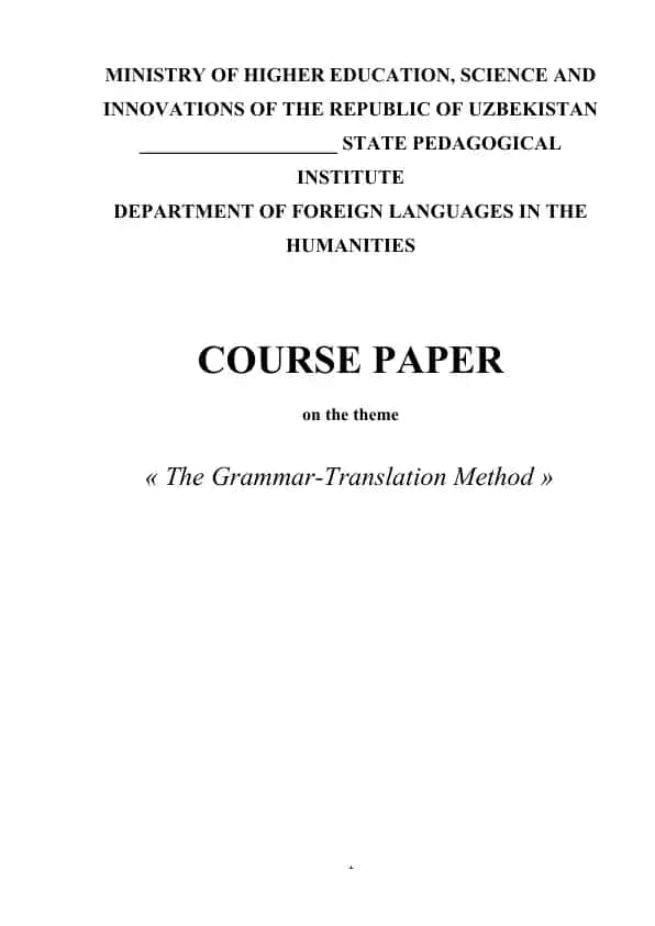 The Grammar-Translation Method