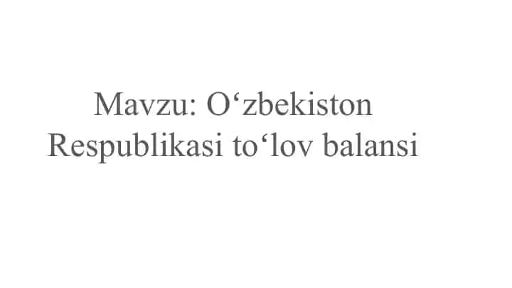 Oʻzbekiston Respublikasi toʻlov balansi