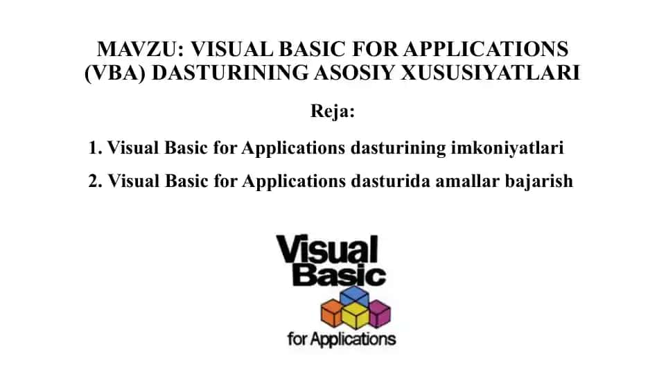 Visual Basic for Applications (VBA)