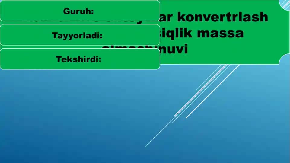 Mis shteynlar konvertrlash jarayonlarda issiqlik massa almashinuvi