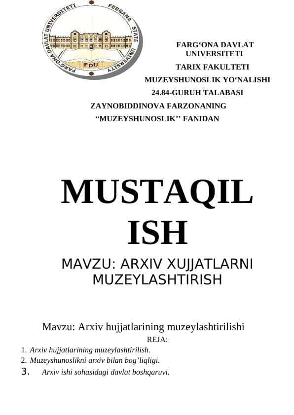 Arxiv hujjatlarining muzeylashtirilishi