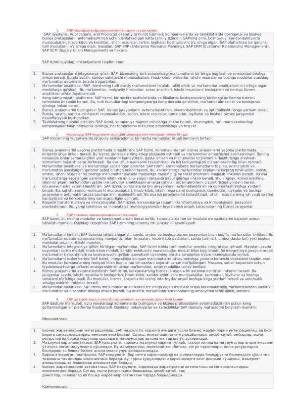 Texnologiya yakuniy test savollari va javoblari