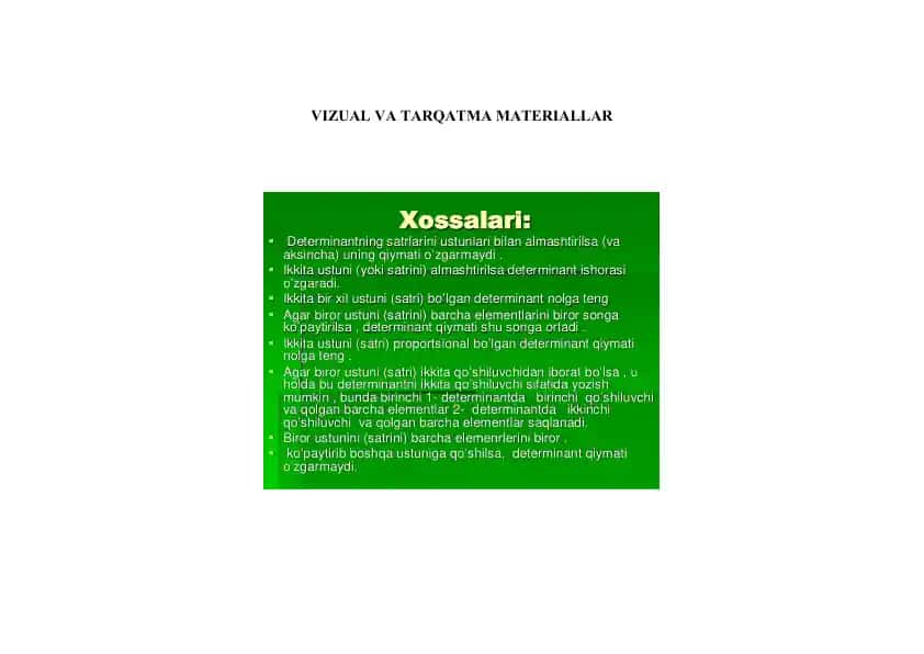 Dederminanat tarqatma