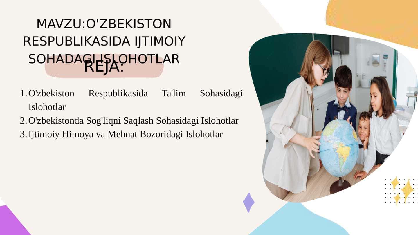 O'ZBEKISTON RESPUBLIKASIDA IJTIMOIY SOHADAGI ISLOHOTLAR