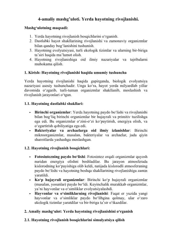 Hayotning rivojlanishi