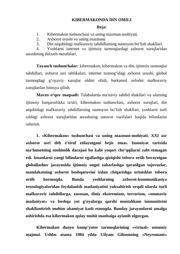 KIBERMAKONDA DIN OMILI