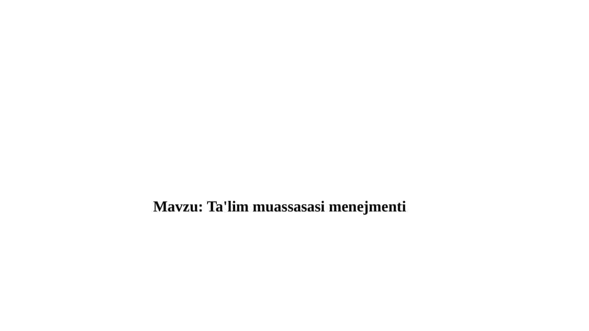 Ta'lim muassasasi menejmenti