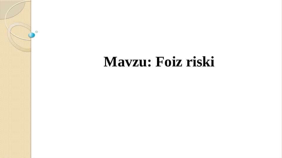 Foiz riski