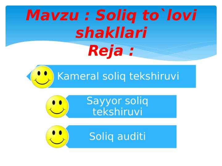 Soliq to`lovi shakllari