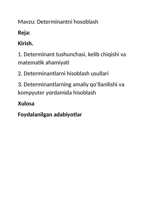 Determinantni hosoblash referat