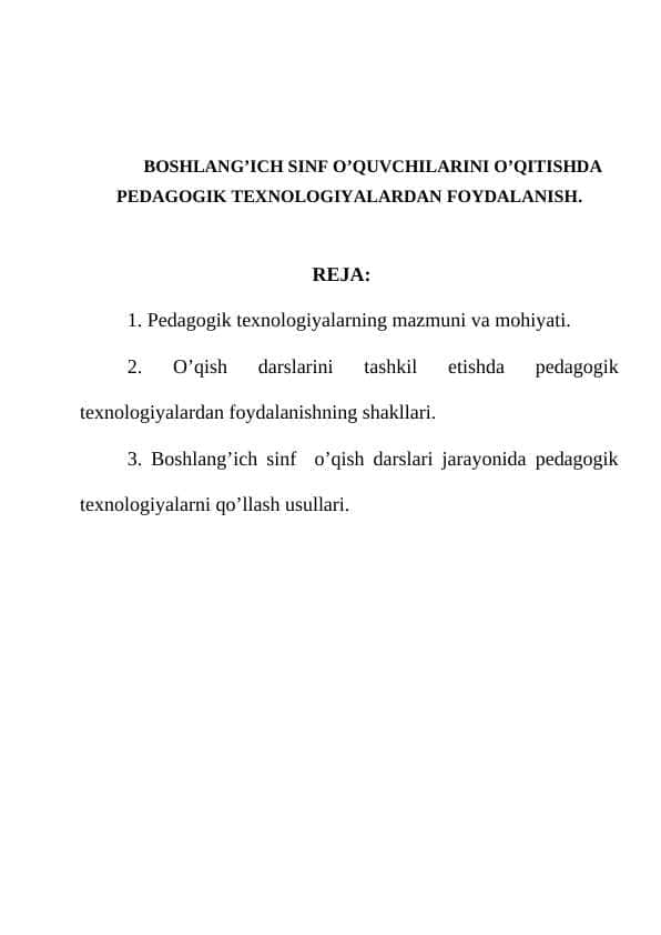 18 Boshlang'ich sinf o'quvchilarini o'qitishda pedagogik texnologiyalardan foydalanish BMI