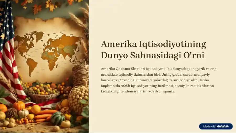 Amerika Iqtisodiyotining Dunyo Sahnasidagi O'rni