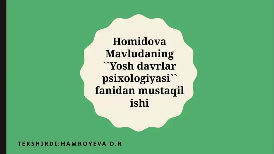 Yosh davrlar psixologiyasi