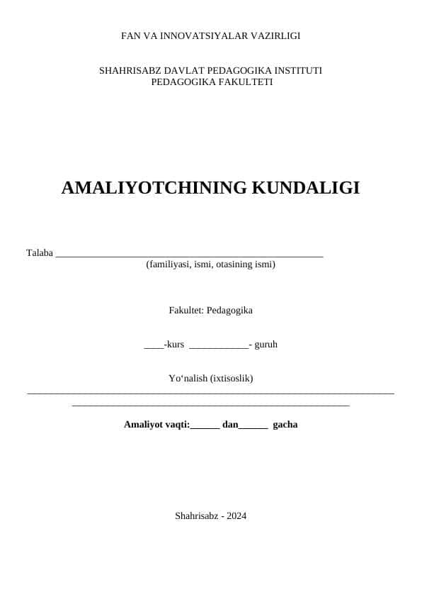 Amaliyot kundaligi
