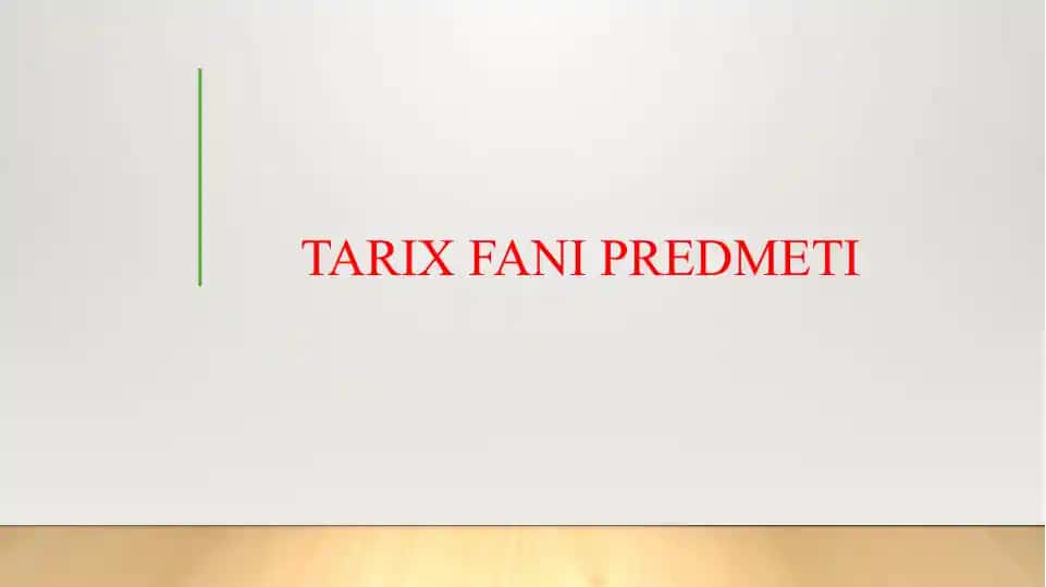 TARIX FANI PREDMETI