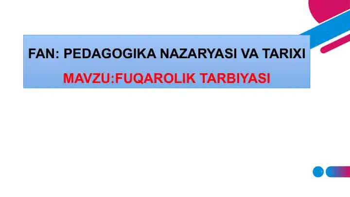 FUQAROLIK TARBIYASI