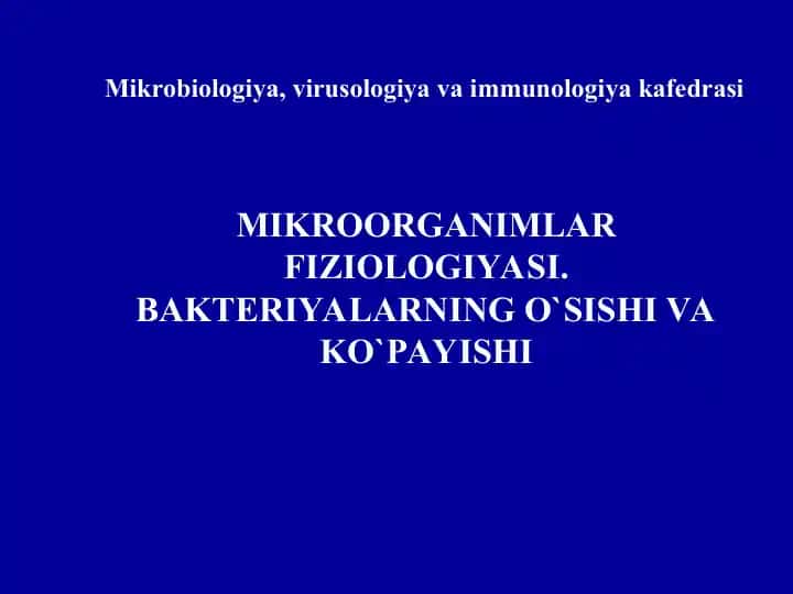 Bakteriyalar fiziologiyasi