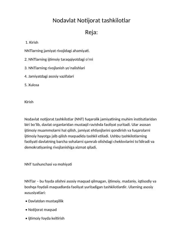 Nodavlat Notijorat Tashkilotlar