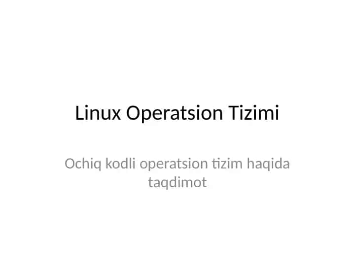 Linux Operatsion Tizimi