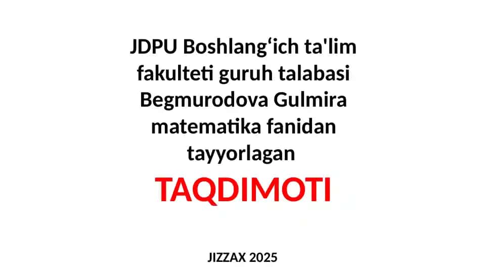 Tenglama boshlang'ich sinf