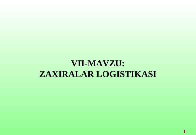 ZAXIRALAR LOGISTIKASI