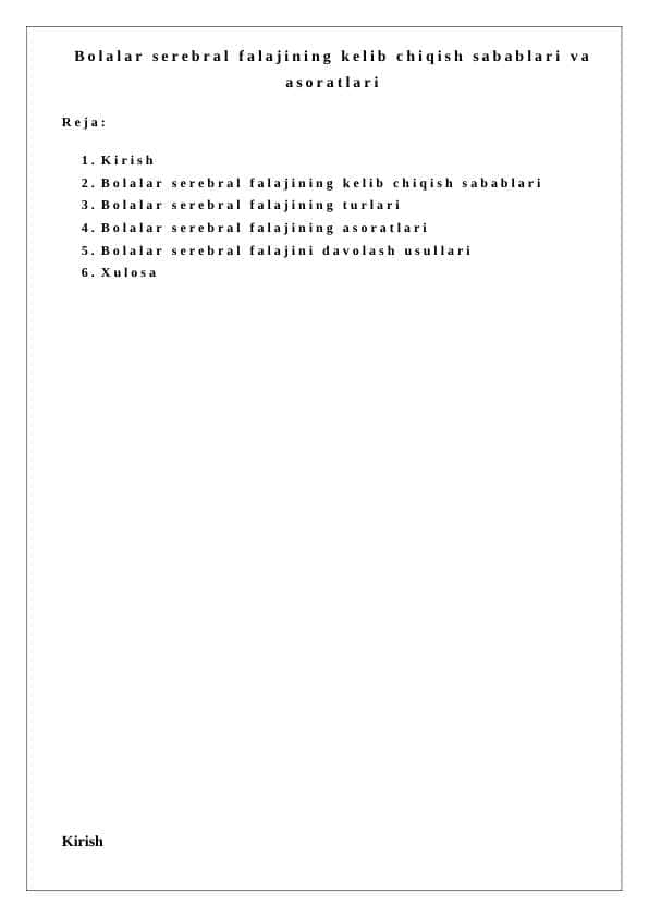 Bolalar serebral falajining kelib chiqish sabablari va asoratlari 24