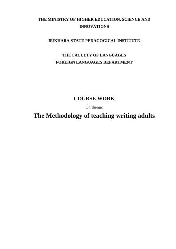 The Methodology of teaching writing adults