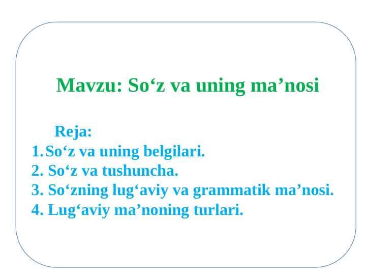 So‘z va uning ma’nosi