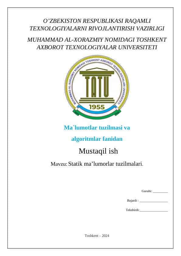 Statik ma'lumotlar tuzilmalari