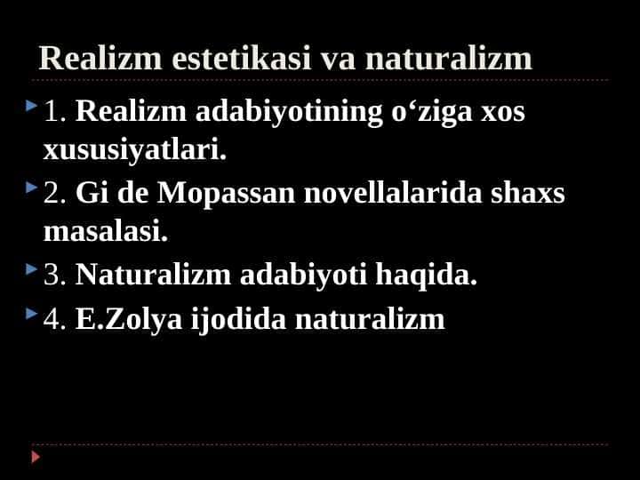 Realizm estetikasi va naturalizm
