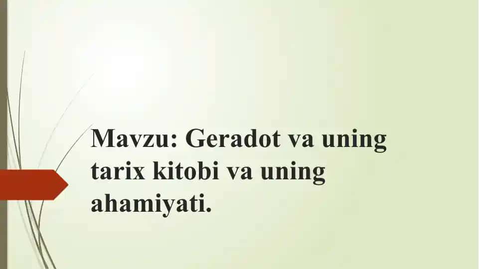 Geradot va uning tarix kitobi va uning ahamiyati