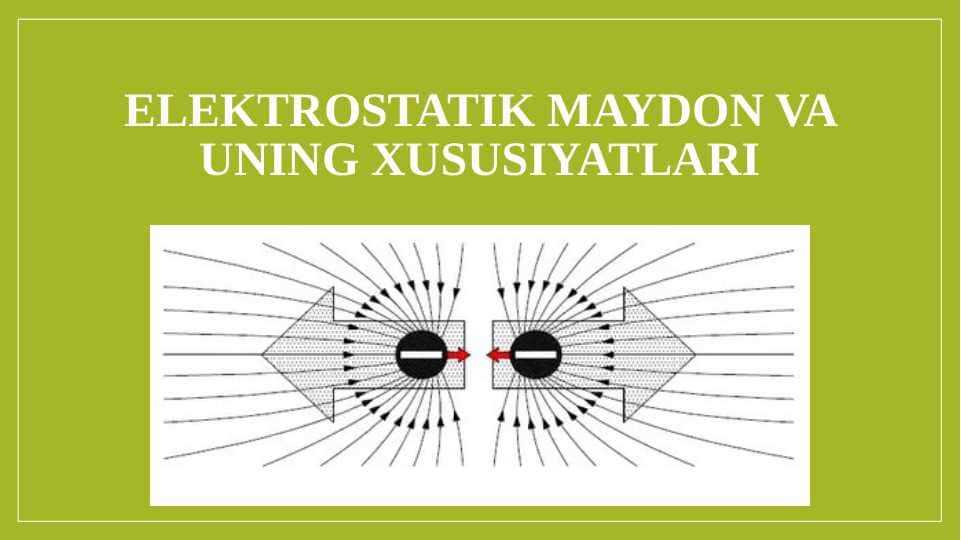 Elektrostatik maydon va uning xususiyatlari