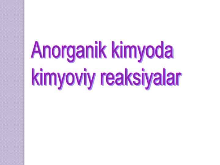 Elektrolitik dissotsiyalanish nazariyasi.