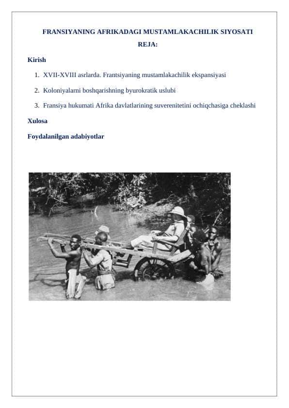 FRANSIYANING AFRIKADAGI MUSTAMLAKACHILIK SIYOSATI 24