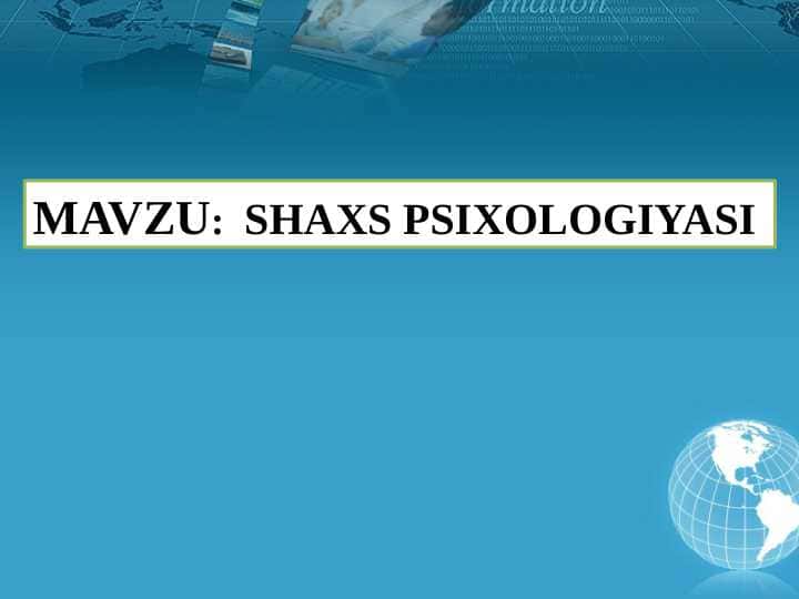 SHAXS PSIXOLOGIYASI