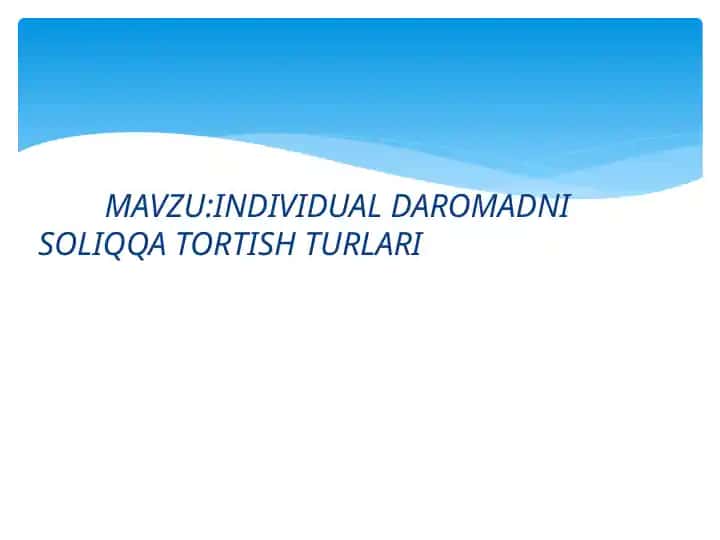 INDIVIDUAL DAROMADNI SOLIQQA TORTISH TURLARI