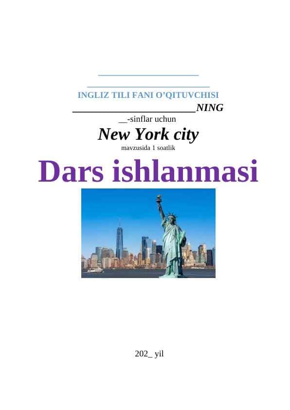 New york city ingliz tili dars ishlanma