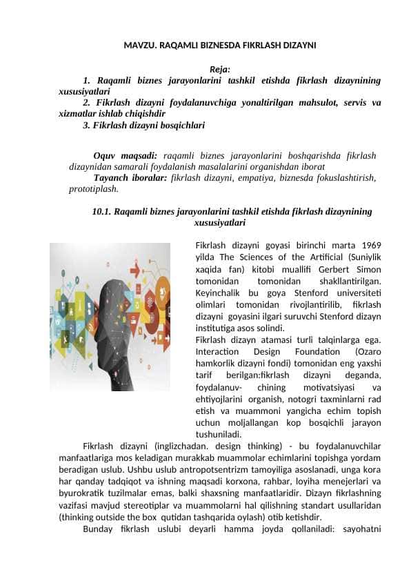 RAQAMLI BIZNESDA FIKRLASH DIZAYNI