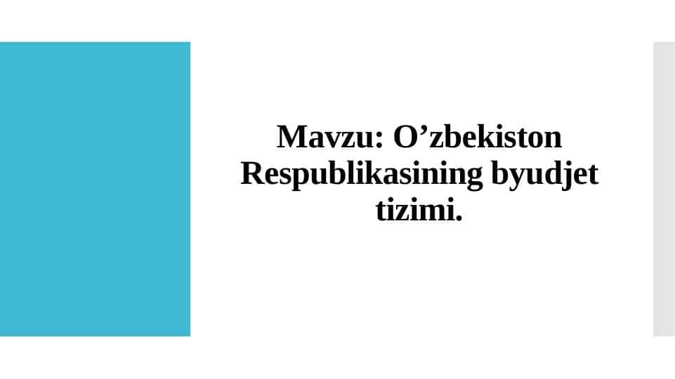 O’zbekiston Respublikasining byudjet tizimi.