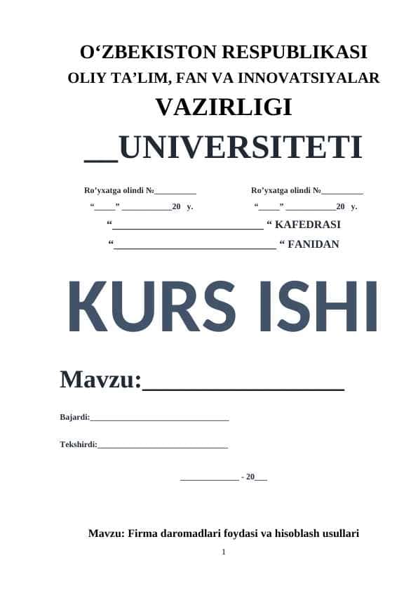Firma daromadlari foydasi va hisoblash usullari