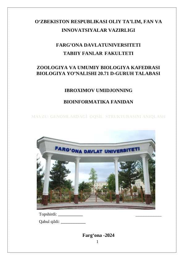 GENOMLARDAGİ OQSİL STRUKTURASINI ANIQLASH