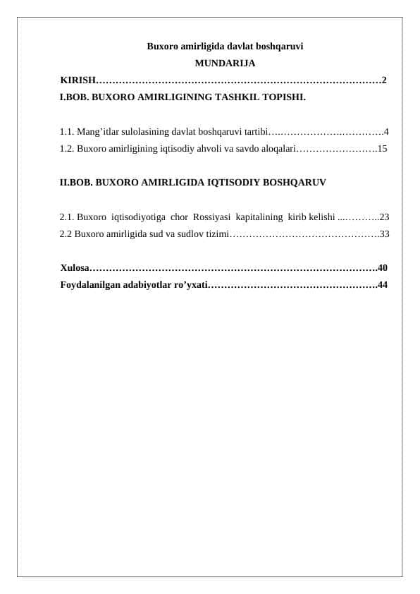XIX asrning 70-90-yillarida Buxoro amirligi Buxoro amirligida davlat boshqaruvi