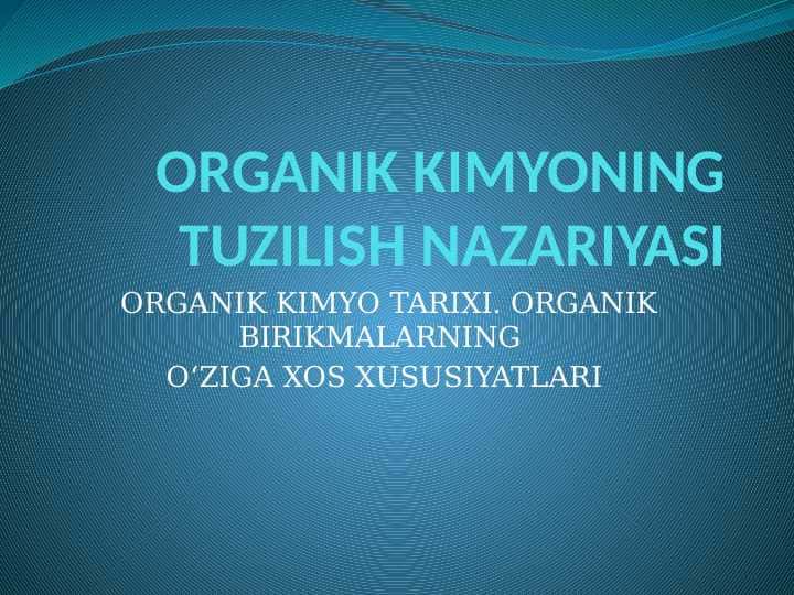 Organik kimyoning tuzilish nazariyasi . Butlerov . Poling